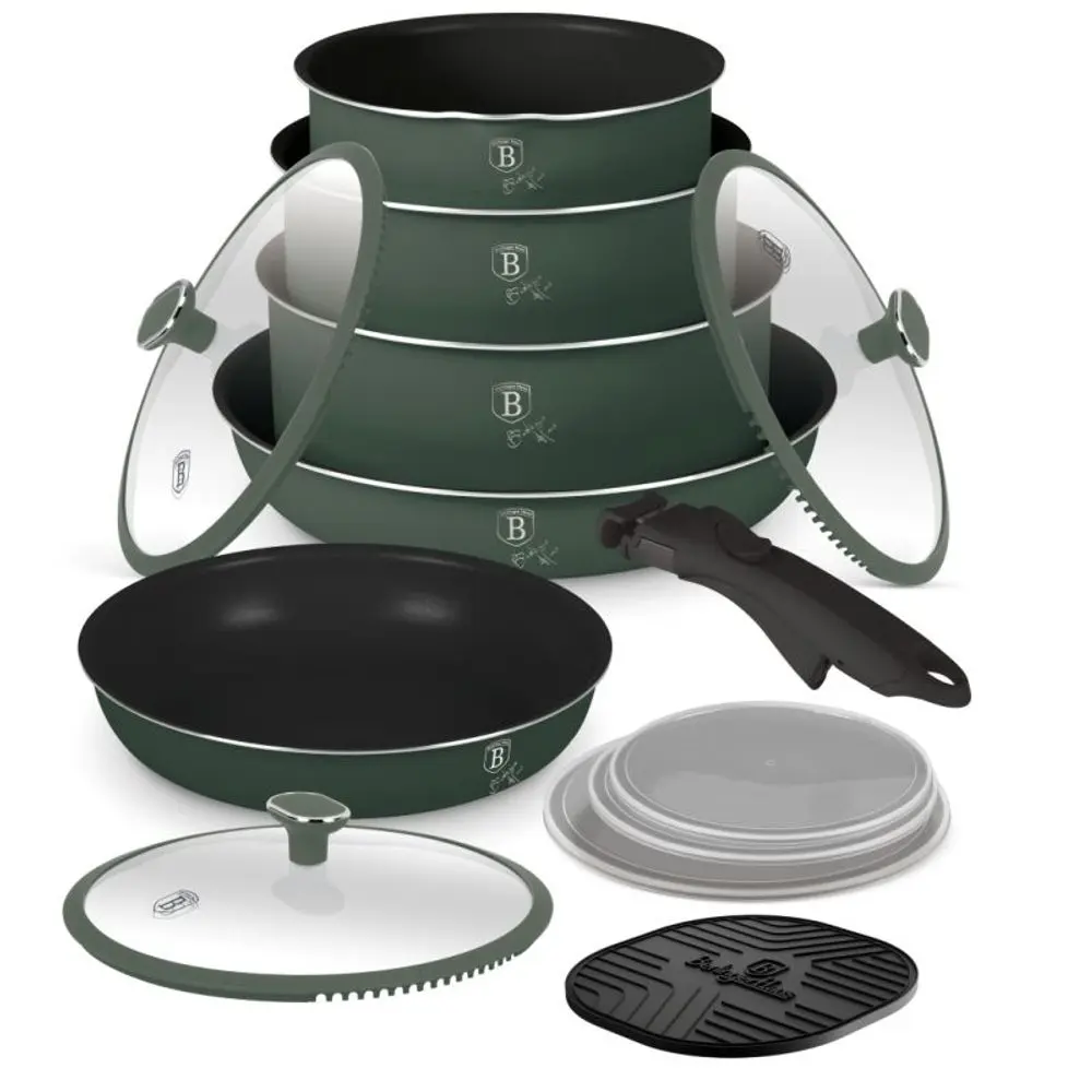 BERLINGERHAUS Sada nádobí s titanovým povrchem 13 ks Matte Green Collection BH-8423