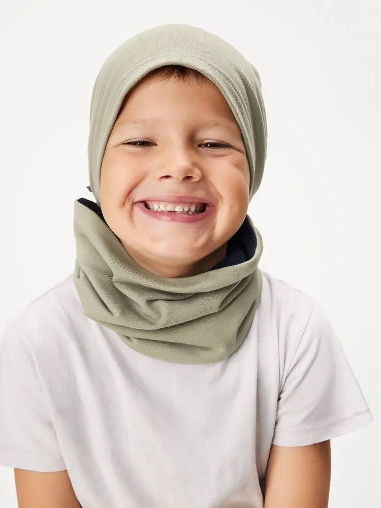 Dětská čepice z teplákoviny Basic, Khaki