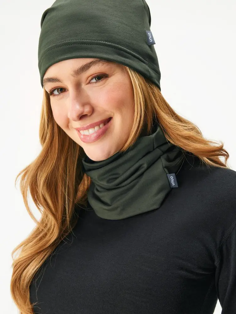 Unuo Dámský nákrčník z teplákoviny Basic, Tm. Khaki - Dámská