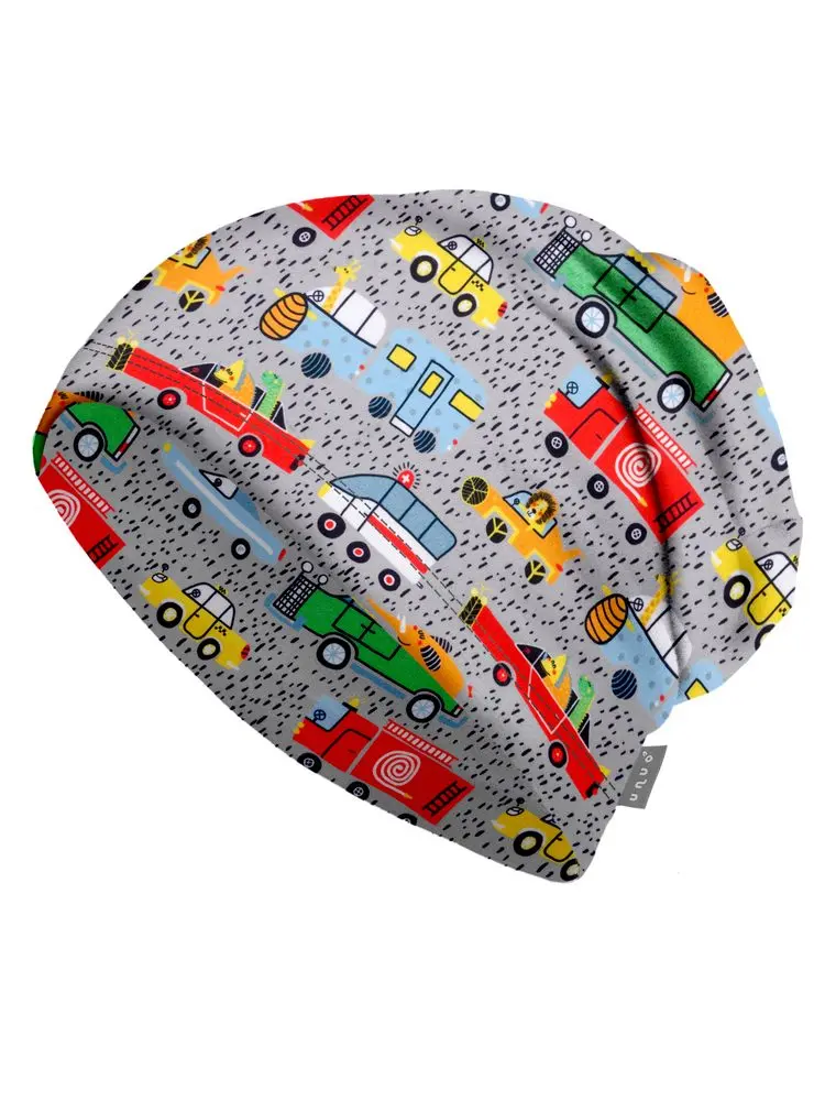 Dětská fleecová čepice UNUO spadená, ZOO na výletě Velikost: S (45 - 48 cm), Věk: 1-3 roky