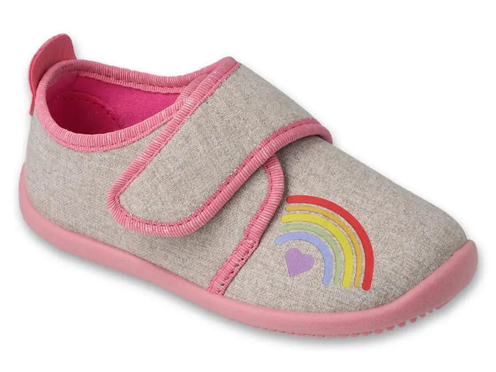 Befado Dívčí BAREFOOT domácí obuv  902Y020 - šedá/růžová - 33