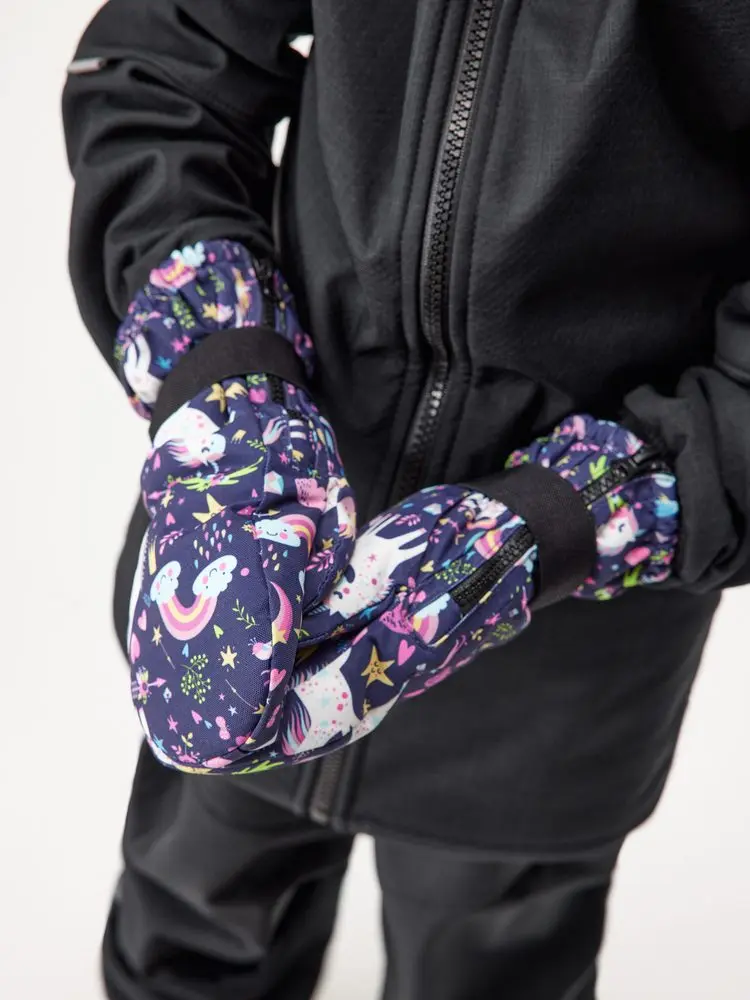 Dětské zimní rukavice UNUO Polar, Jednorožci Velikost: XL, Věk: 10+ let