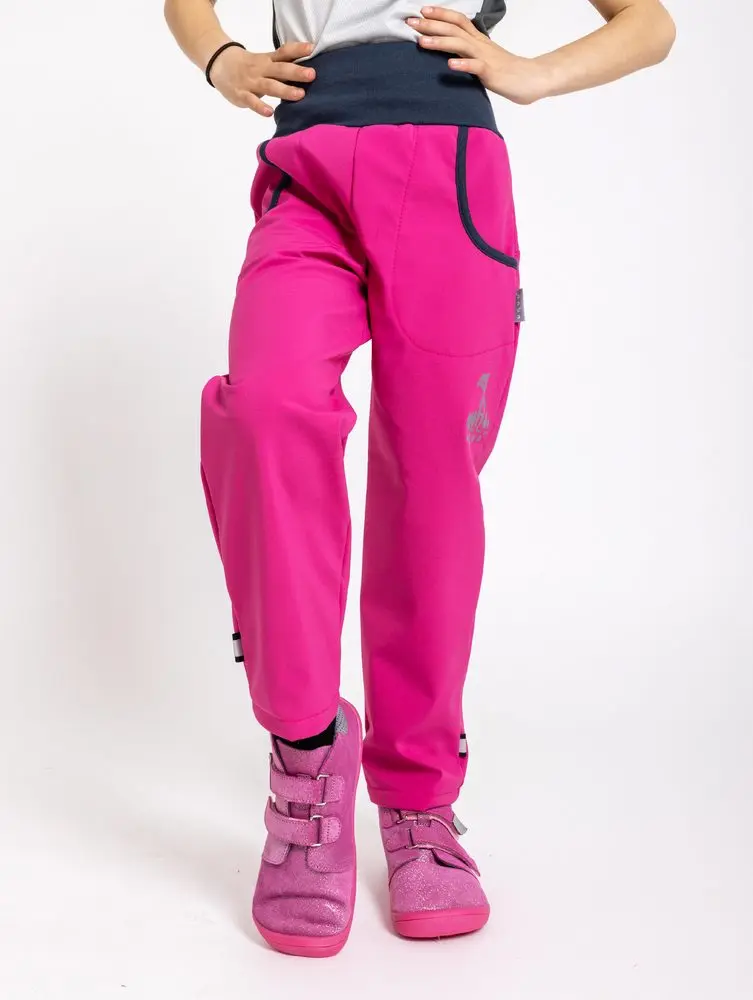 unuo softshellové kalhoty s fleecem Fuchsiové + reflexní obrázek Evžen (Softshell kids trousers) - 98/104 - 2-4 roky