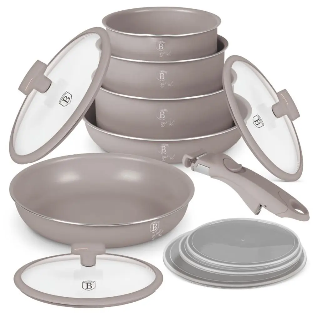 BERLINGERHAUS Sada nádobí s titanovým povrchem 12 ks Taupe Collection BH-8251