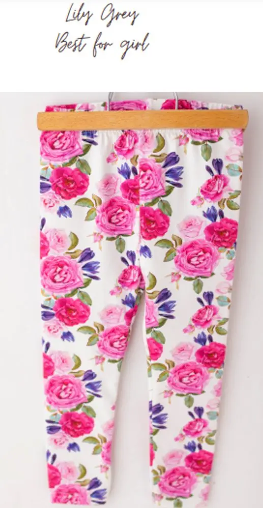 Lily Grey Legíny - Pink flowers - 98