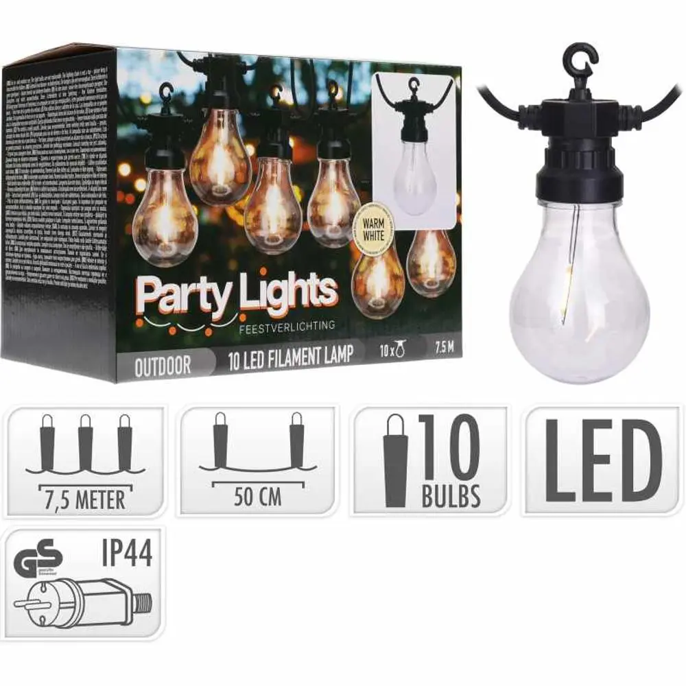 PROGARDEN Světelný řetěz LED PARTY 10 žárovek 7,5m KO-LE2100170