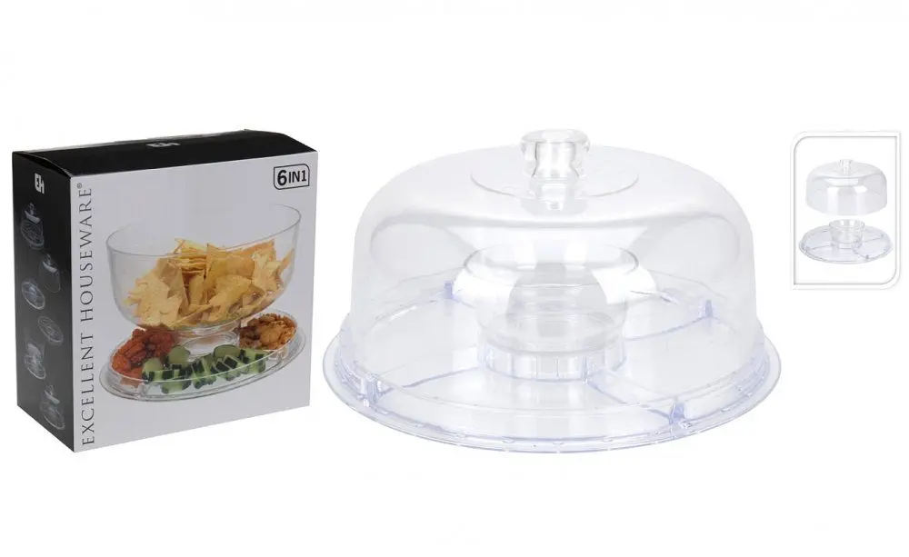 EH Excellent Houseware Excellent Mísa servírovací s tácem multifunkční 6v1 KO-170416810 průhledný 170416810