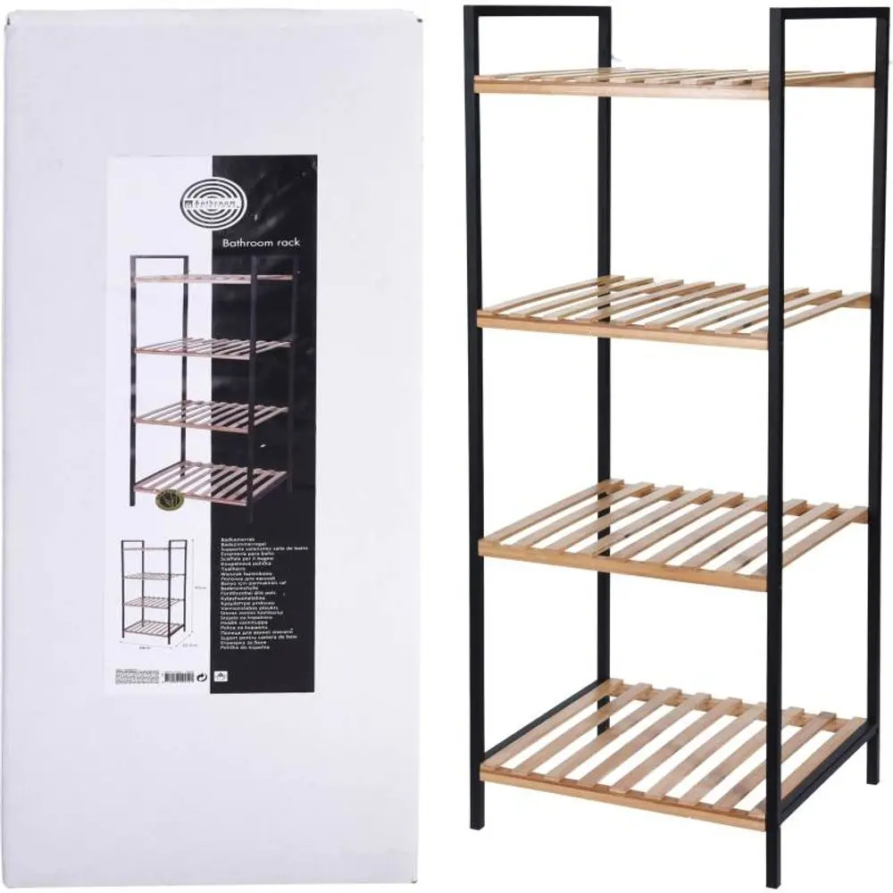 EXCELLENT HOUSEWARE Regál do koupelny 4 police dřevěný 95 cm KO-784630070