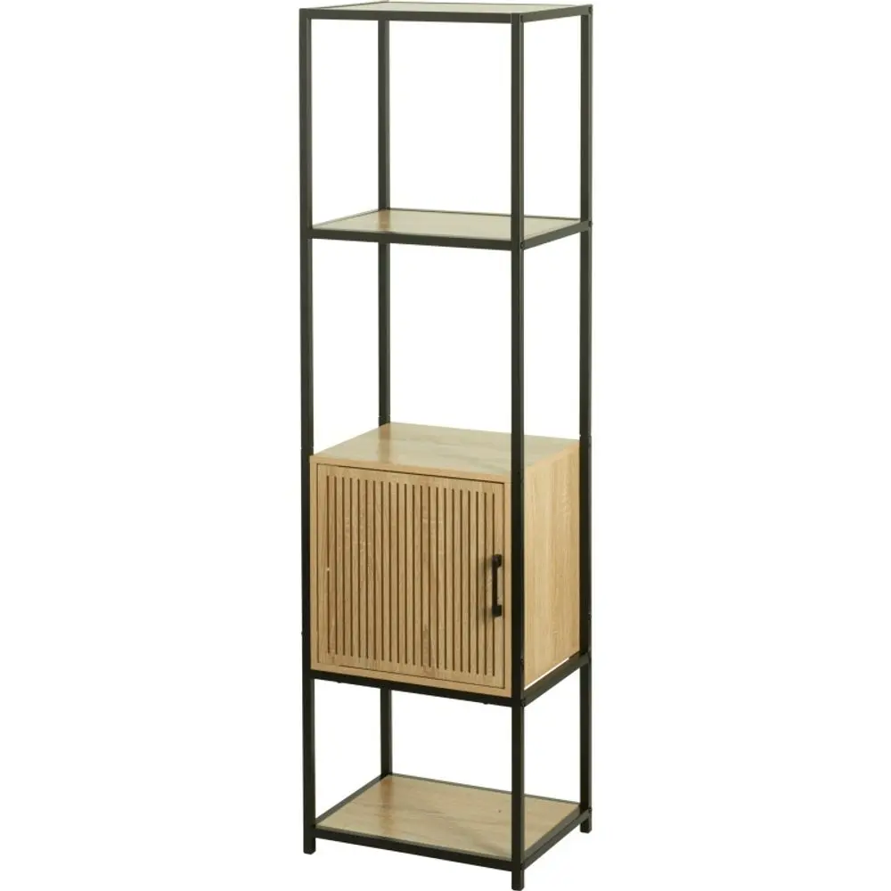 H & S COLLECTION Regál s policemi a skříňkou 153x43x33 cm černá/dřevo KO-NB1510590