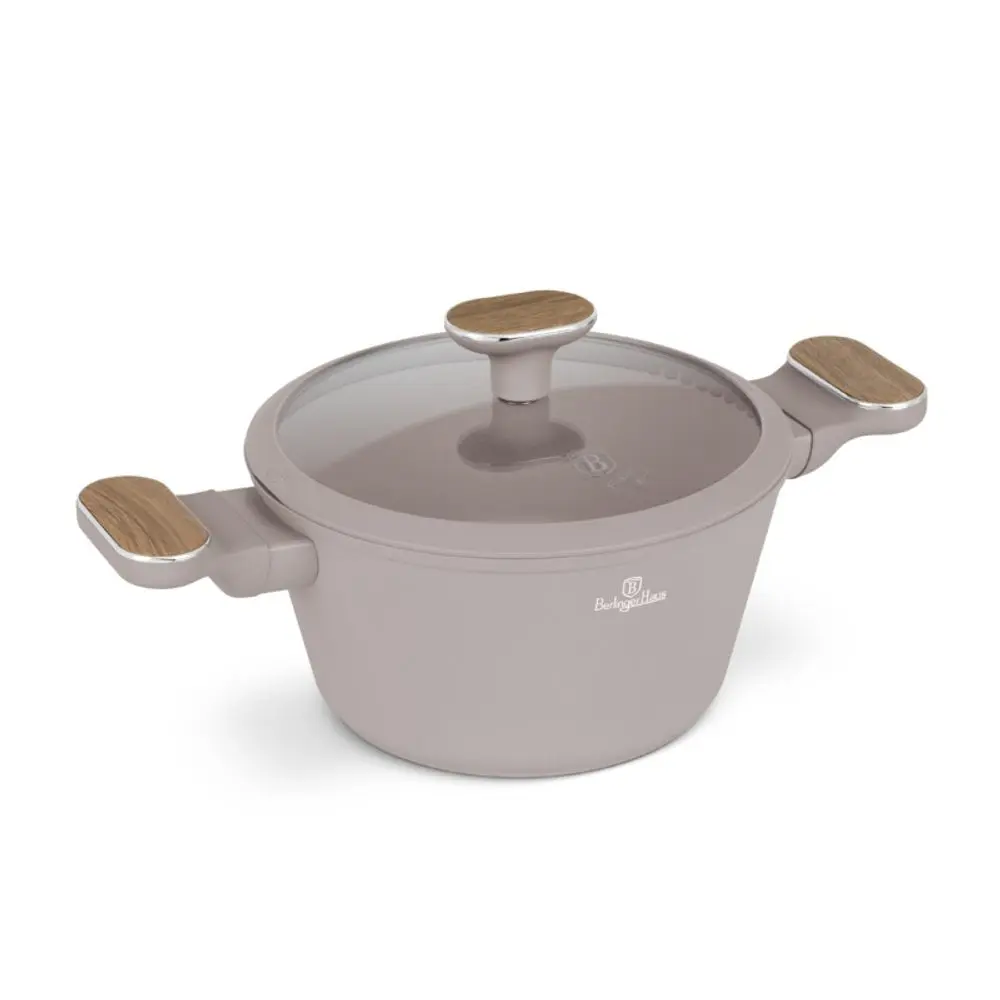 BERLINGERHAUS Kastrol s titanovým povrchem a poklicí 20 cm Taupe Nordic Collection BH-8338