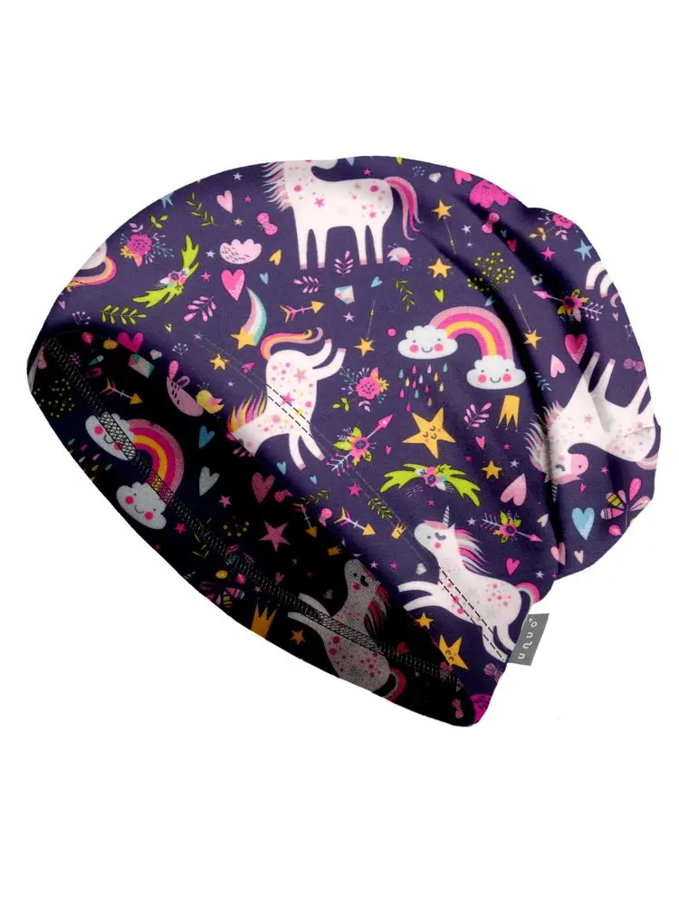 Unuo, Fleecová čepice, Jednorožci (fleece cap, unicorns) - L (53-56 cm) - 7+ let