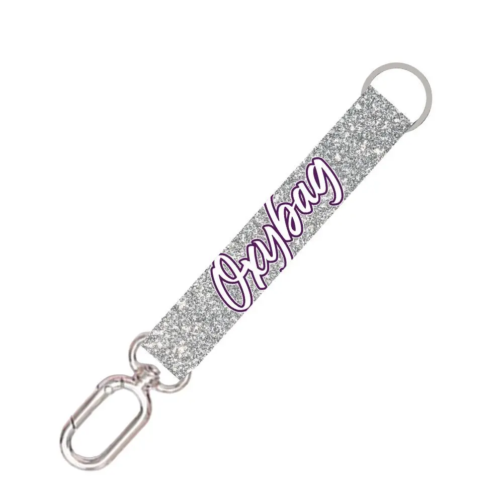 Krátká klíčenka s karabinkou Silver glitter