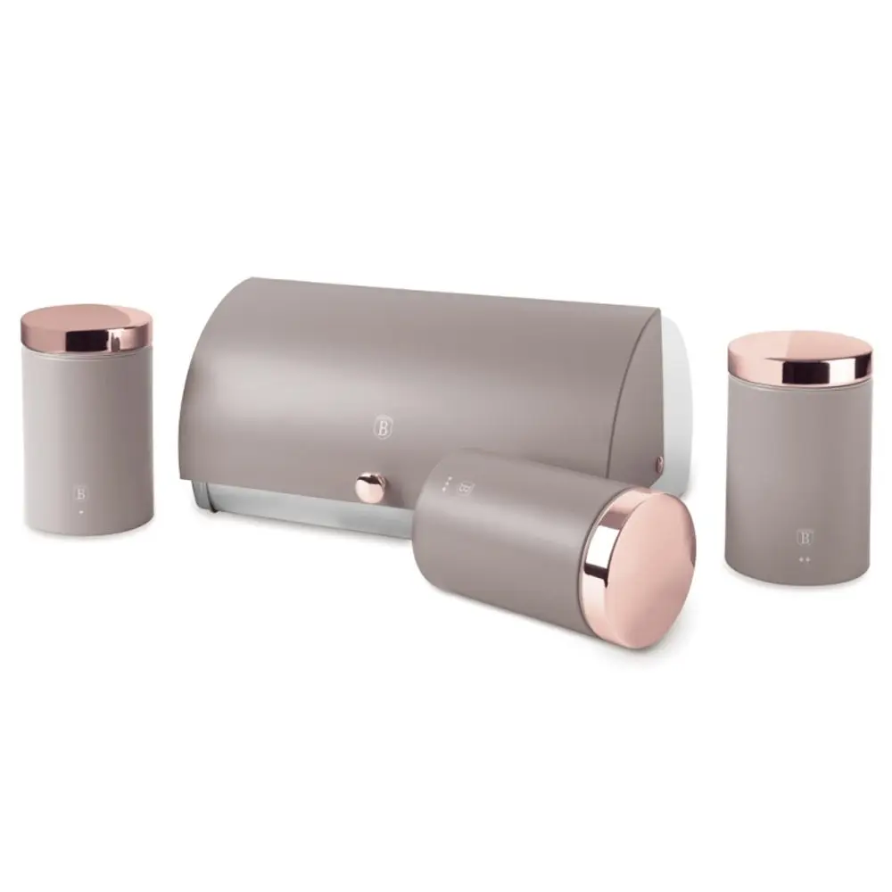 BERLINGERHAUS Chlebník a sada dóz na potraviny 4 ks Taupe Collection BH-6834