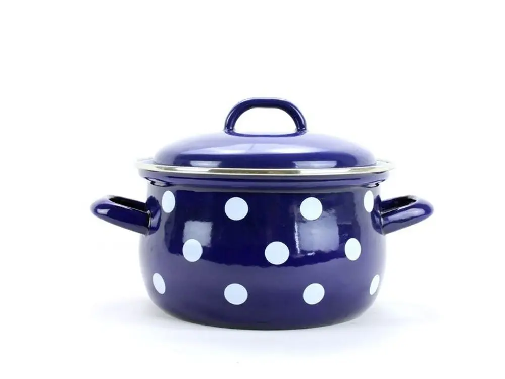 BELIS - Hrnec a poklice 24cm modrý puntík