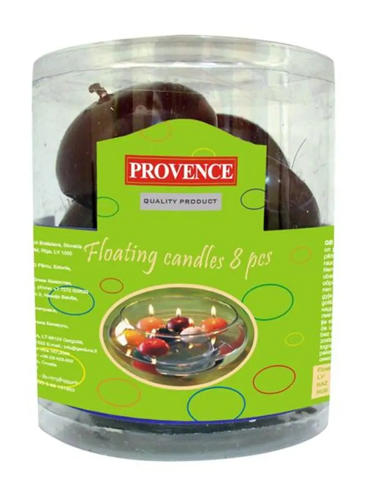 Provence Svíčky plovoucí 8 ks tmavě červená, 4, 3 x 2, 8 cm