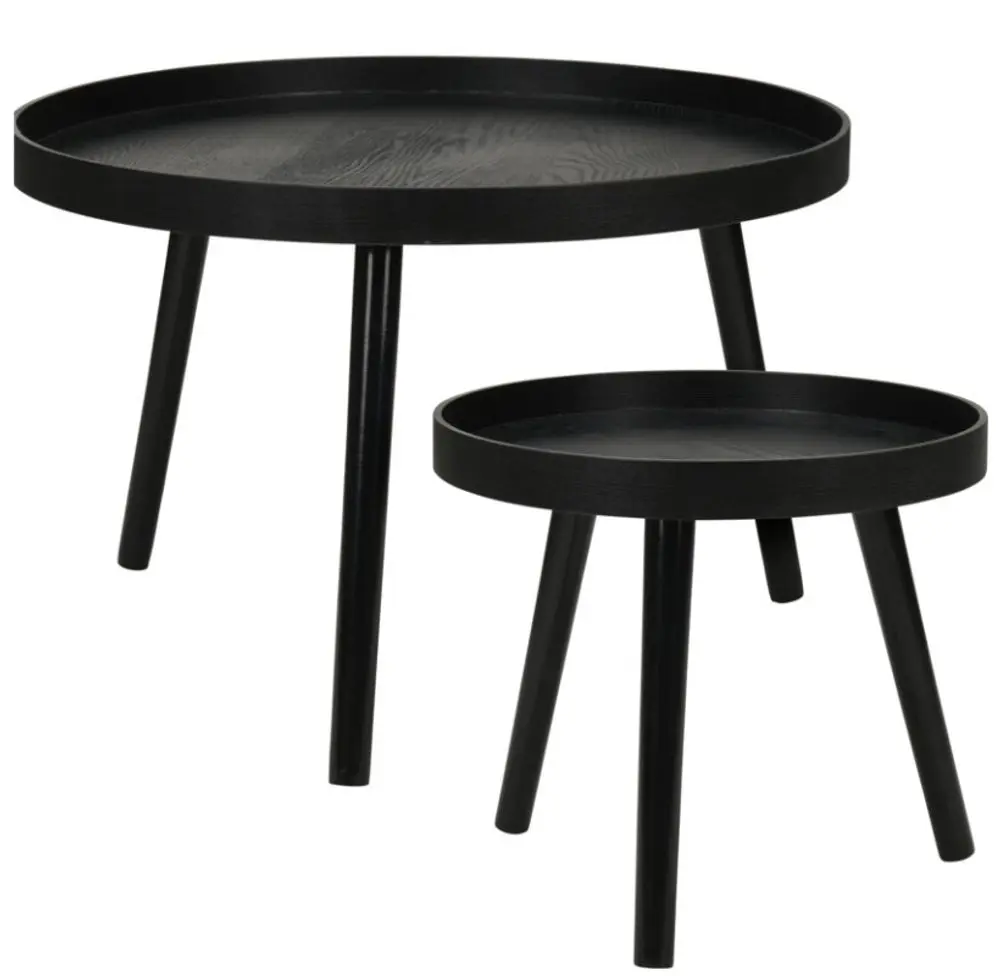 HOMESTYLING Odkládací stolek sada 2 ks borovice černá KO-KR8200300