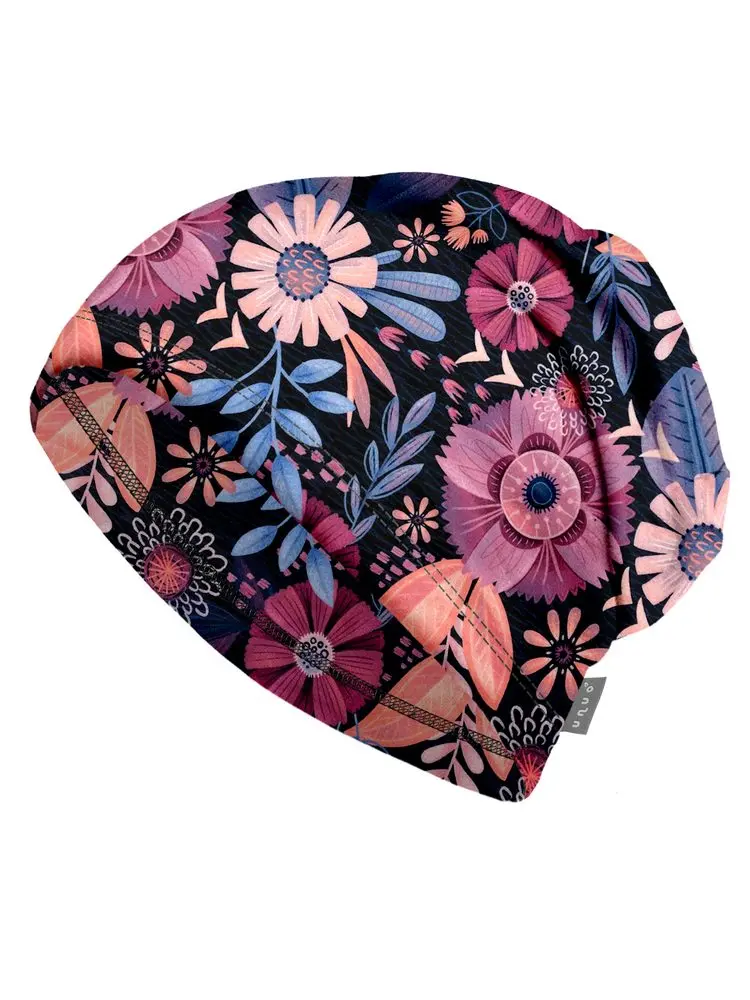 Unuo, Dětská čepice fleecová Homeless, Kouzelné květiny - M (49-52 cm) - 3-6 let