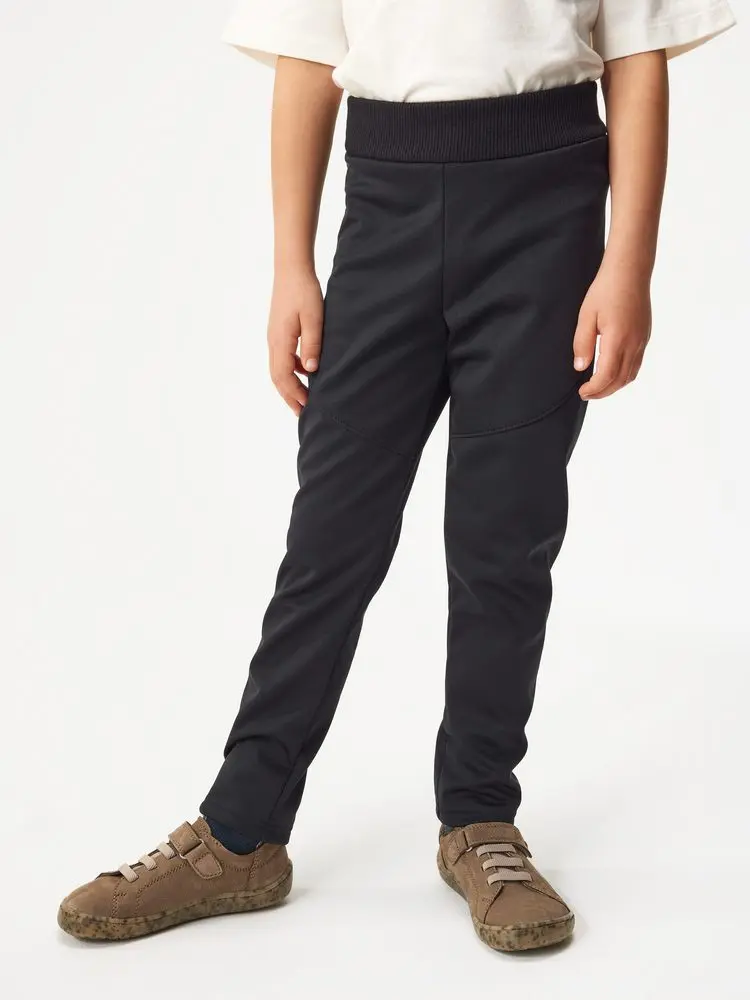 Unuo, Dětské softshellové kalhoty s fleecem pružné Sporty, Černá - 152/158 - 12-14 let