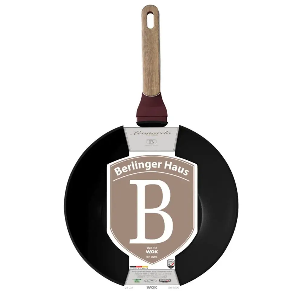 BERLINGERHAUS Pánev WOK s titanovým povrchem a poklicí 28 cm 28 cm Leonardo Nordic Collection BH-8296