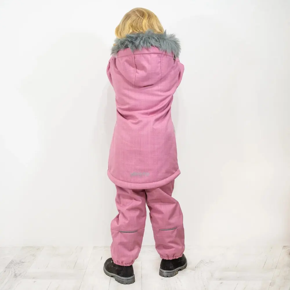 ESITO Dívčí zimní softshellový kabát s beránkem Antique pink -