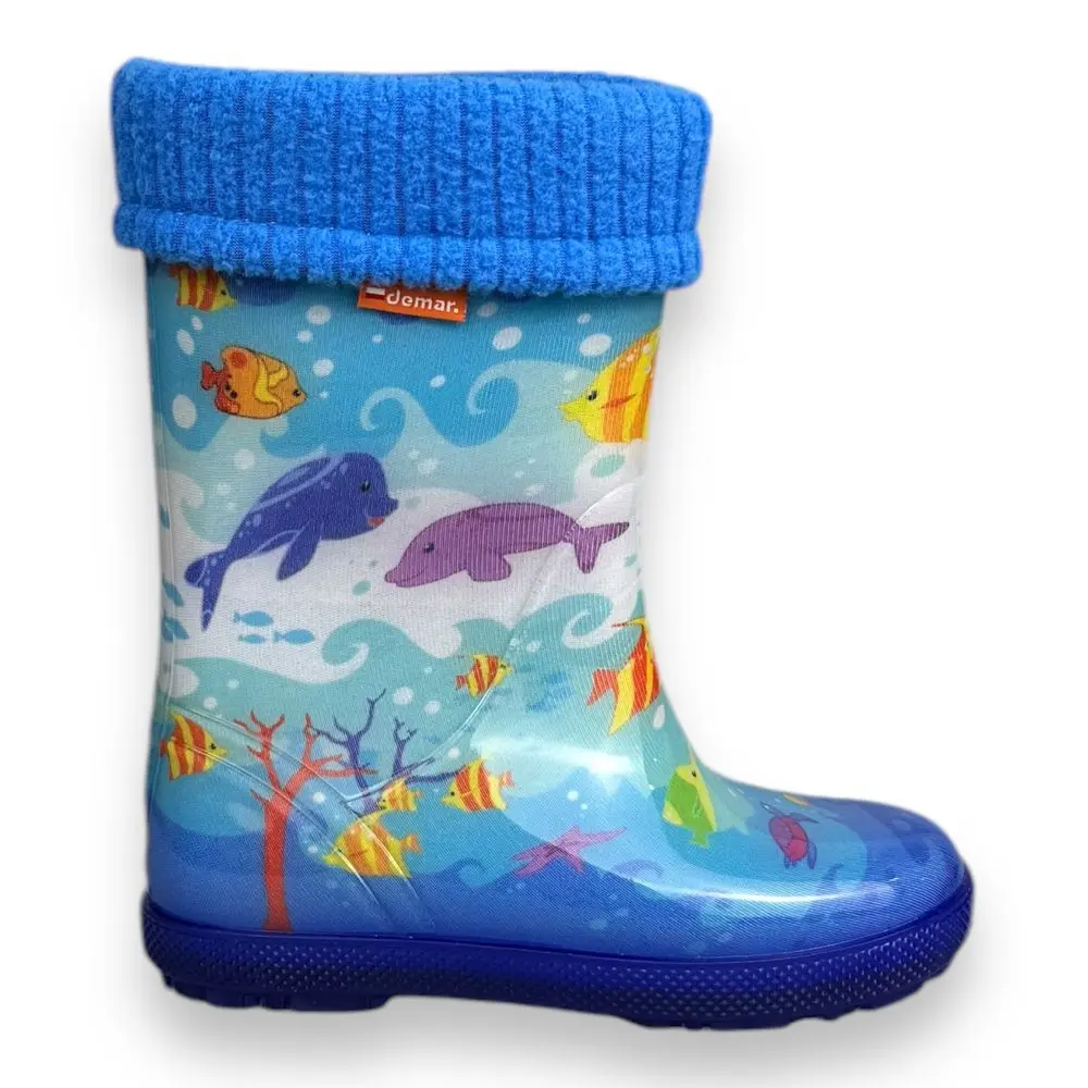Demar Dětské zateplené holínky HAWAI LUX EXCLUSIVE - oceán -