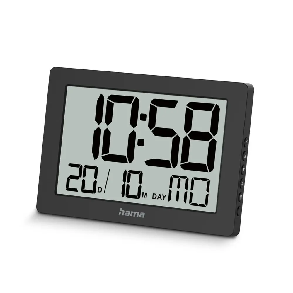 Hama Ko Tao, digitální nástěnné hodiny, datum, den v týdnu, budík, černé