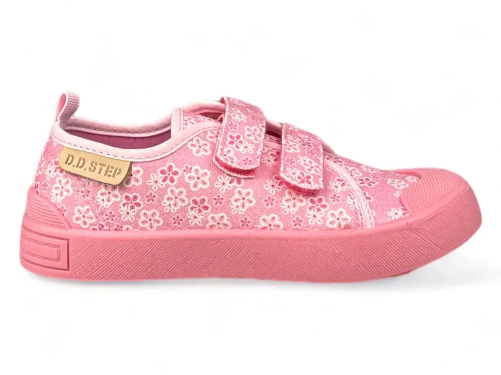 DDstep plátěnky, dětské boty - Růžové květinky - 30