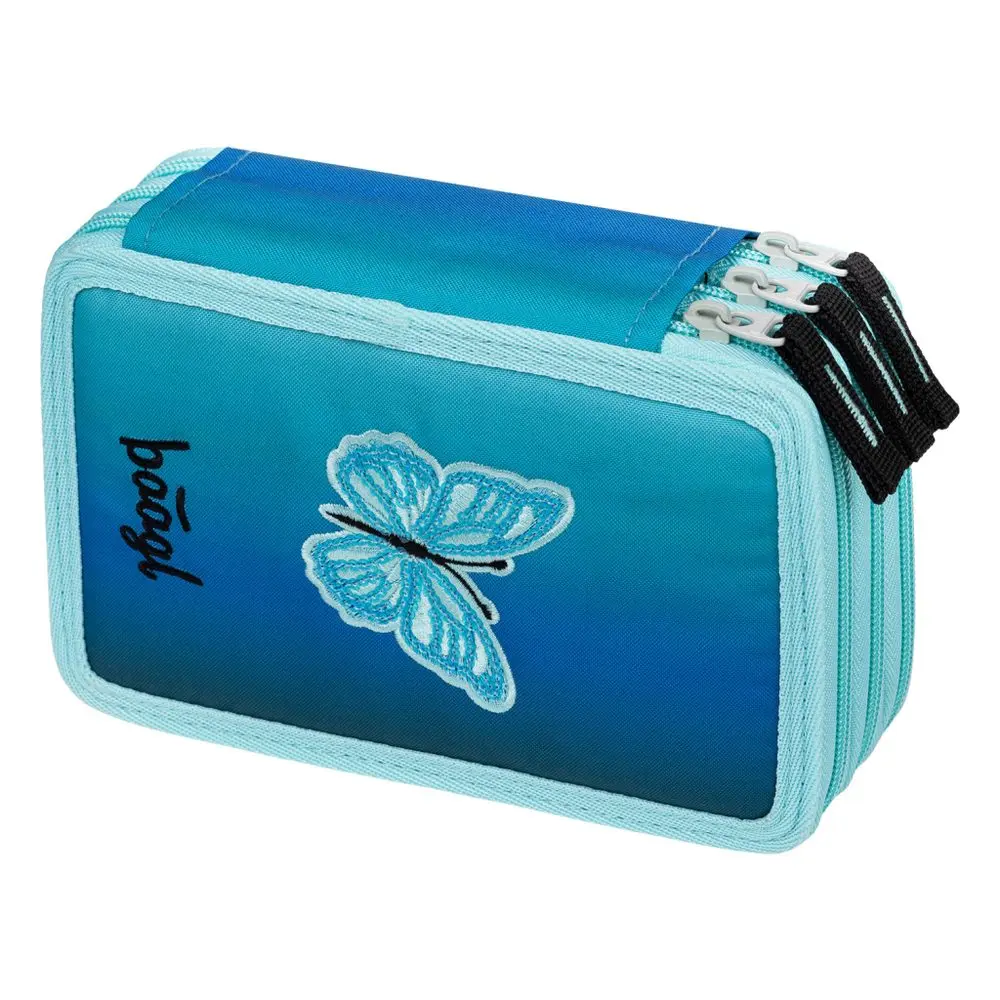 BAAGL Školní penál třípatrový Butterfly GRS