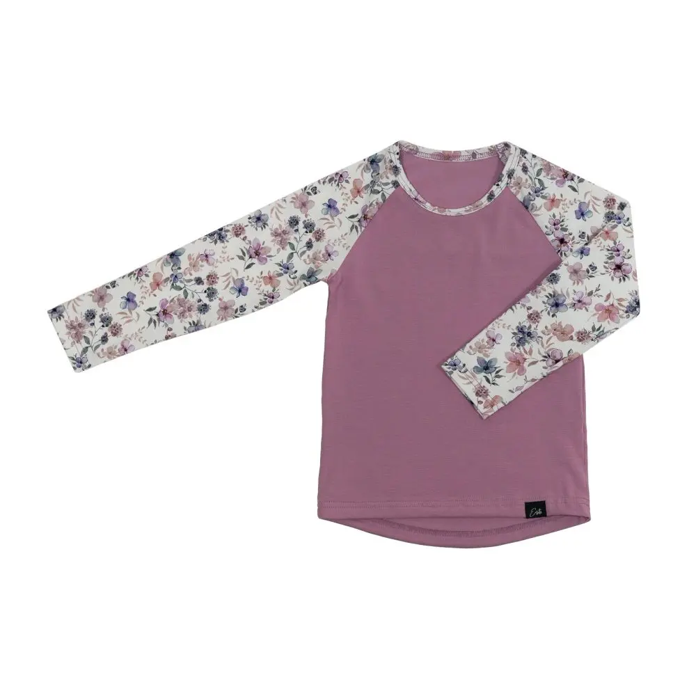 ESITO Dívčí triko s dlouhým rukávem Violet flowers - fialová / 98 - 110 fialová