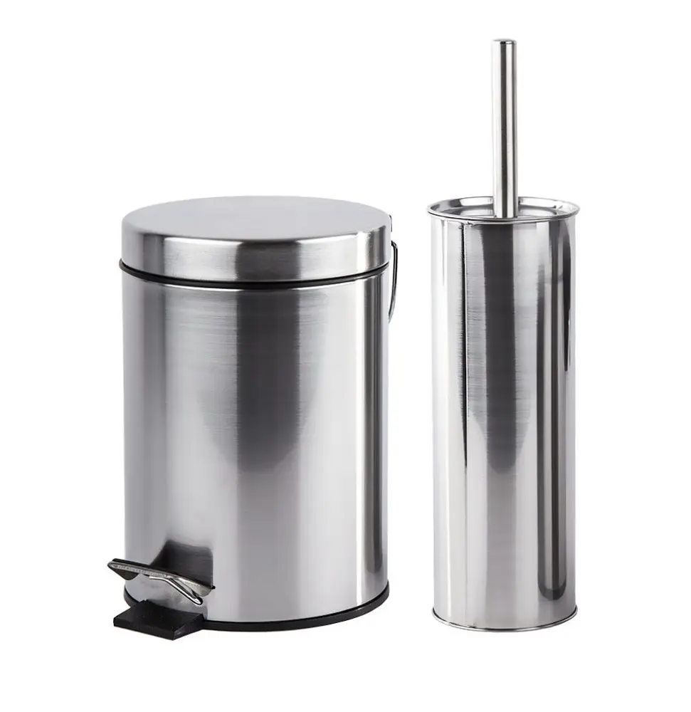 EXCELLENT HOUSEWARE Odpadkový koš na wc + wc štětka s držákem nerez KO-170481400