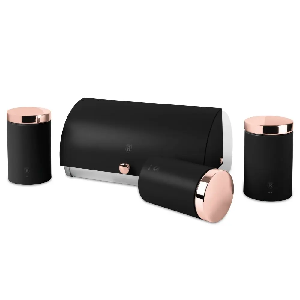 BERLINGERHAUS Chlebník a sada dóz na potraviny 4 ks Black Rose Collection BH-6835