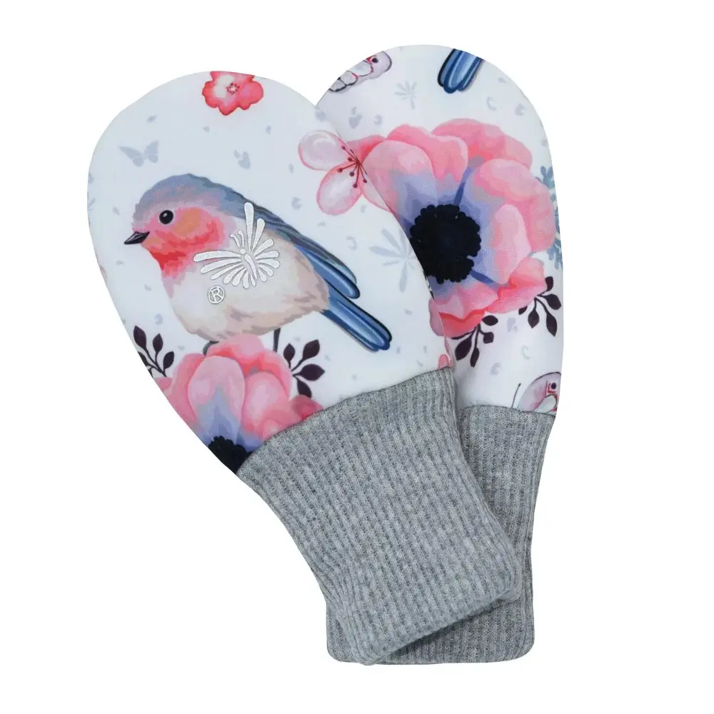 Dětské rukavice softshell bezpalcové Ptáčci - 74 - 80
