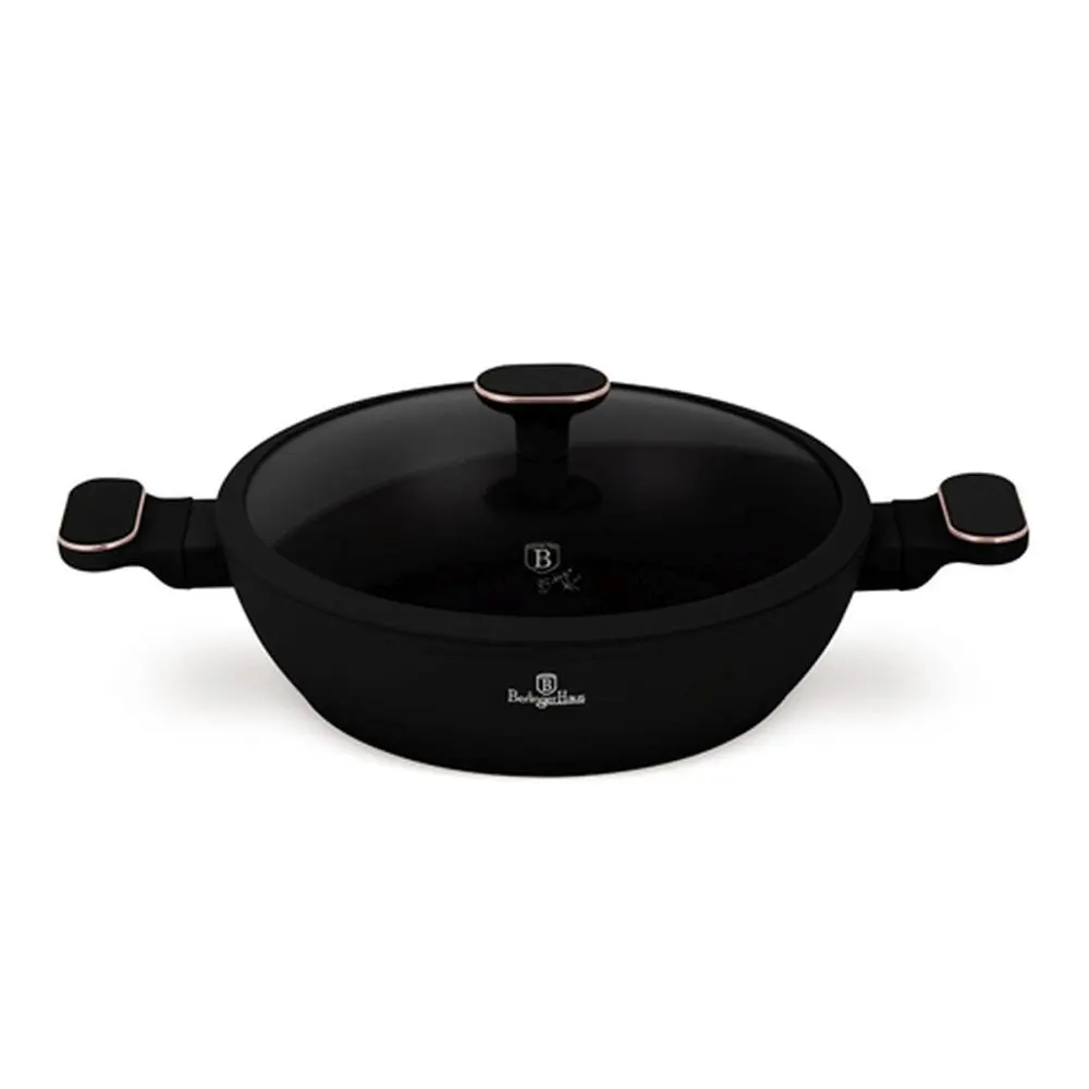BERLINGERHAUS Pánev hluboká s titanovým povrchem a poklicí 28 cm Black Rose Collection LP-BH-250
