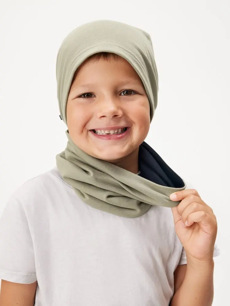 Dětský nákrčník z teplákoviny Basic, Khaki - Dětská