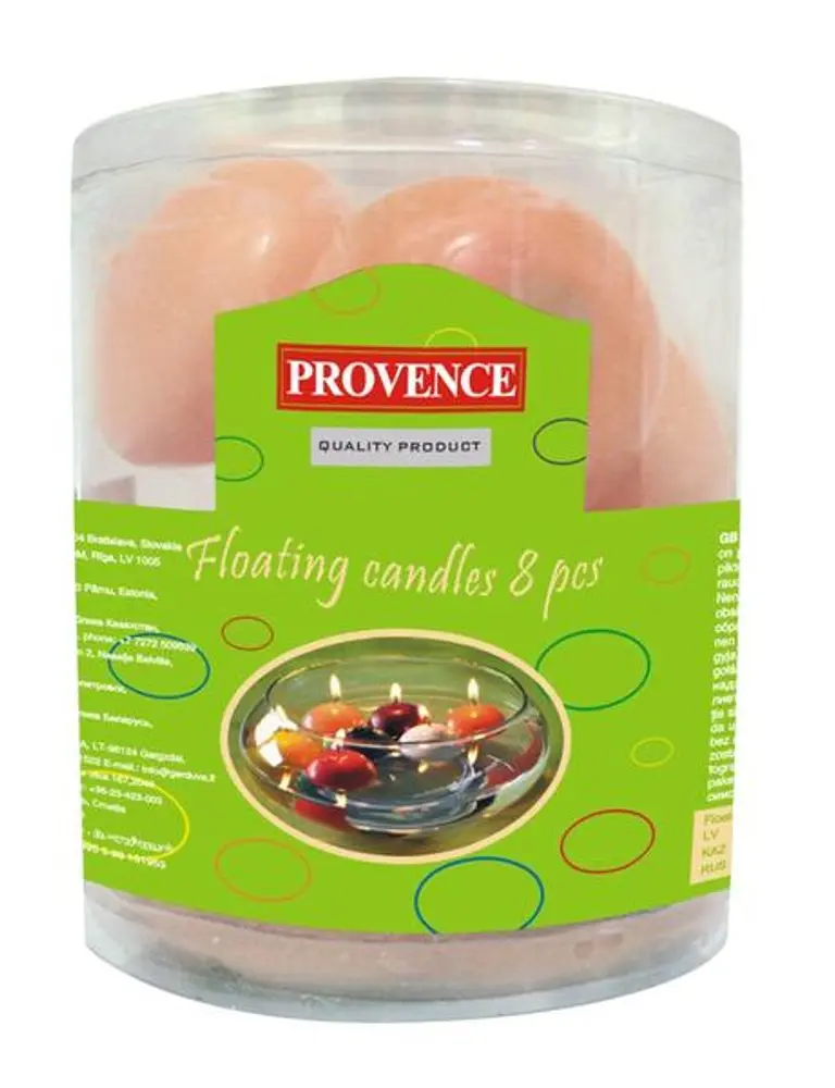 Provence Svíčky plovoucí 8 ks lososová, 4, 3 x 2, 8 cm