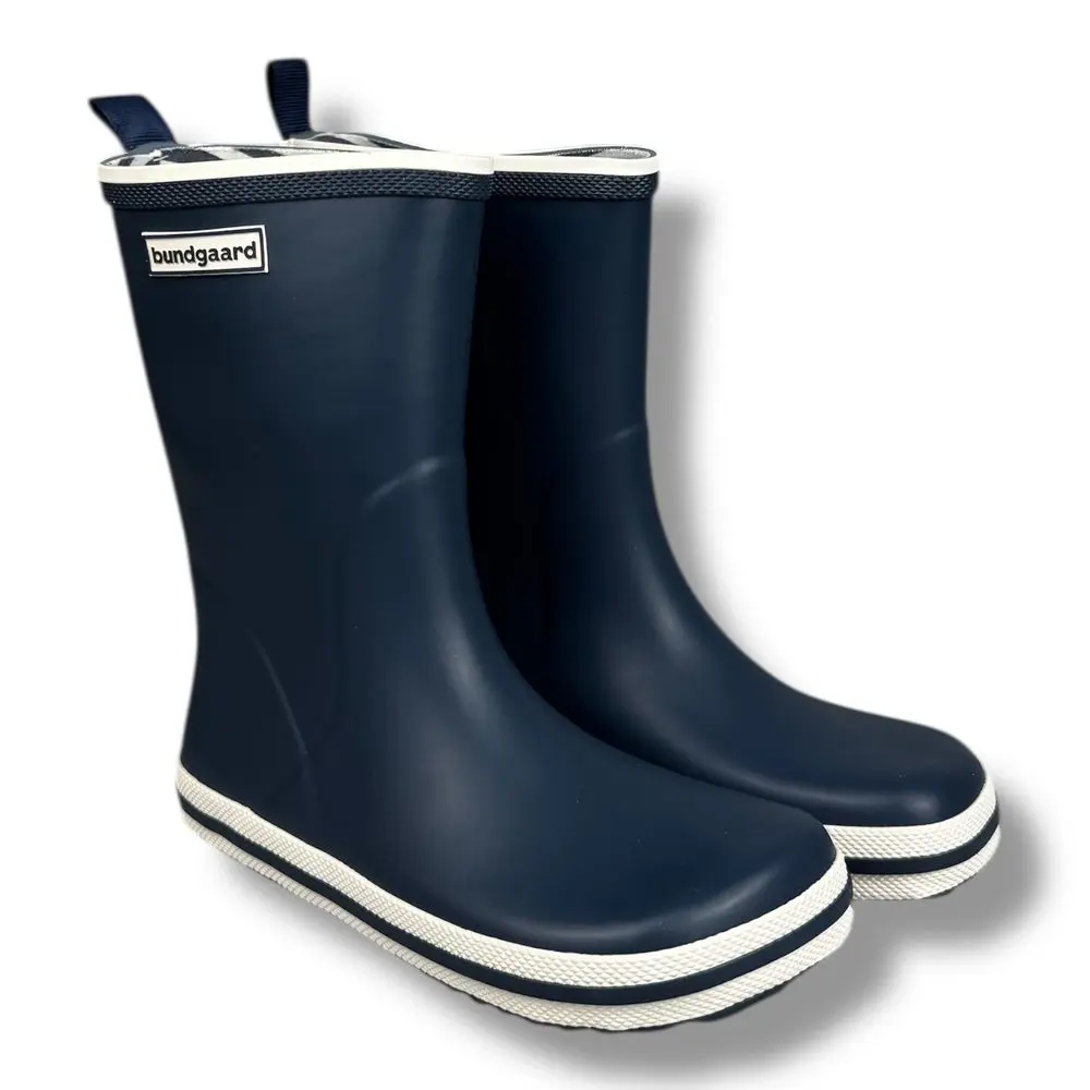 Bundgaard Charly – barefoot dětské holínky s užší patou a širší špičkou Navy -