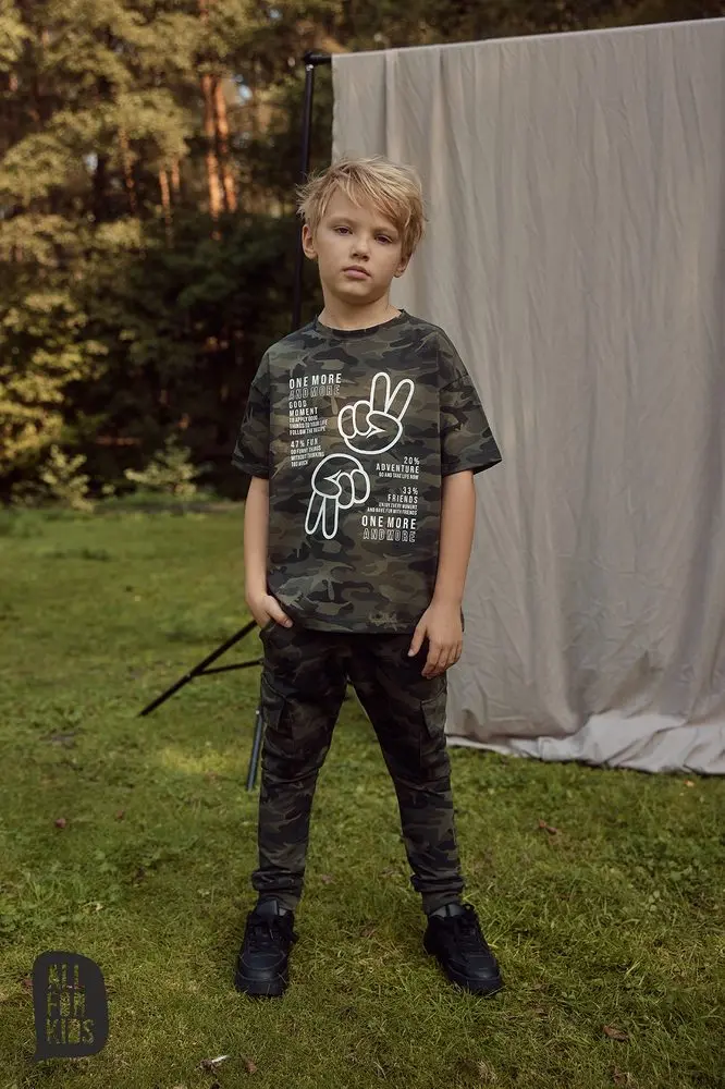 All for kids Chlapecké maskáčové tepláky s bočními kapsami
