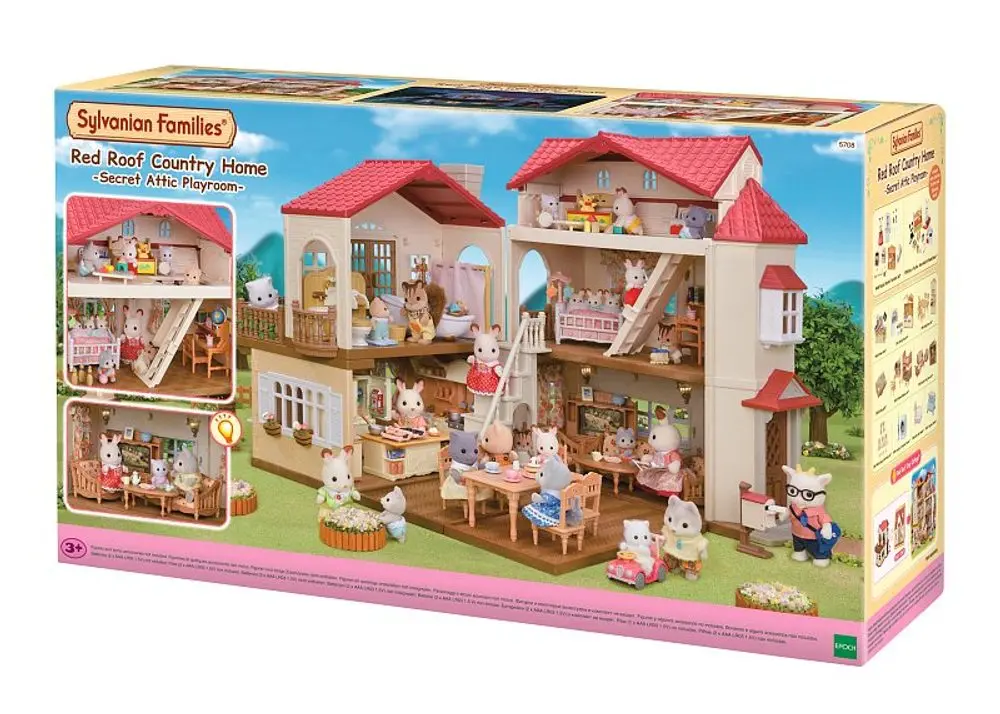 Sylvanian families 5708 patrový dům s červenou střechou a se světly, nový