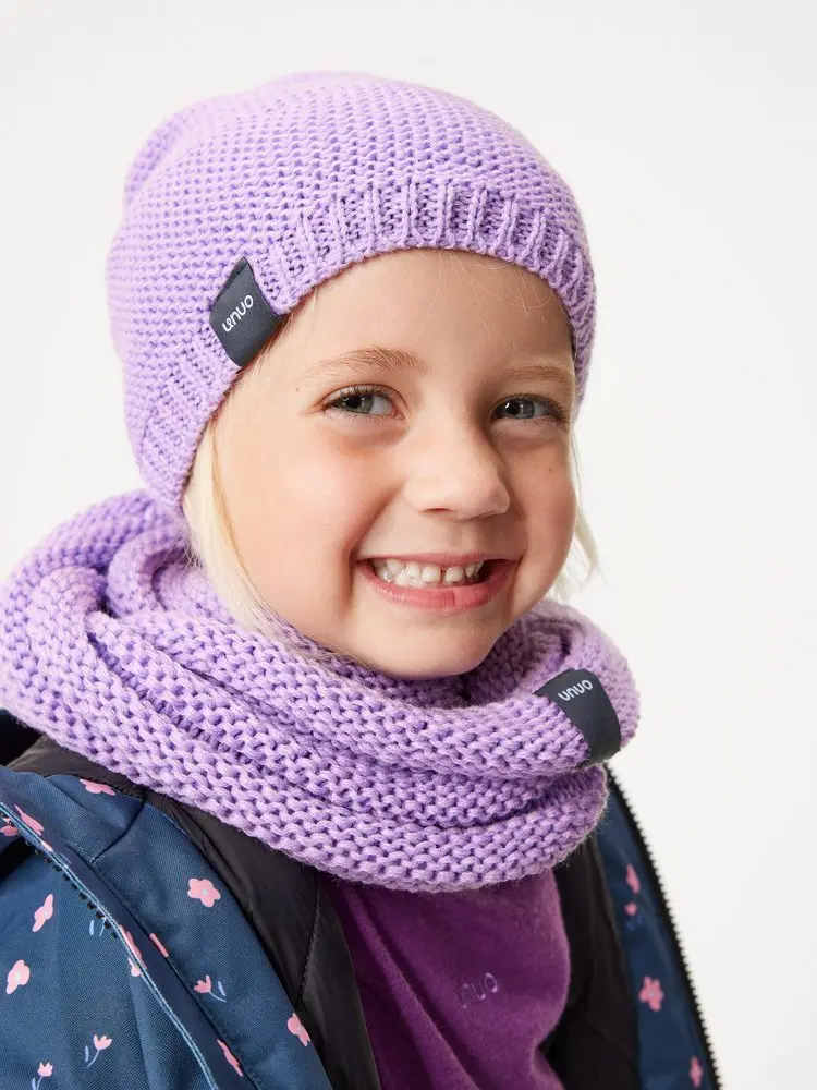 Dětská pletená čepice UNUO Warm, Lila Velikost