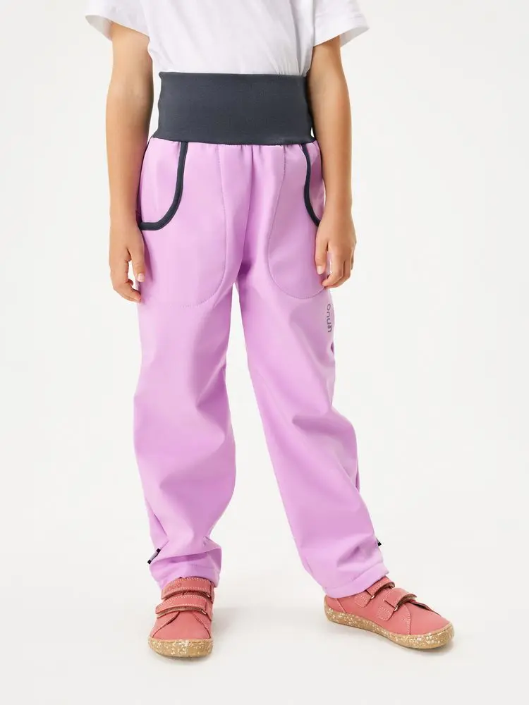 Unuo Dětské softshellové kalhoty s fleecem Basic, Lila -