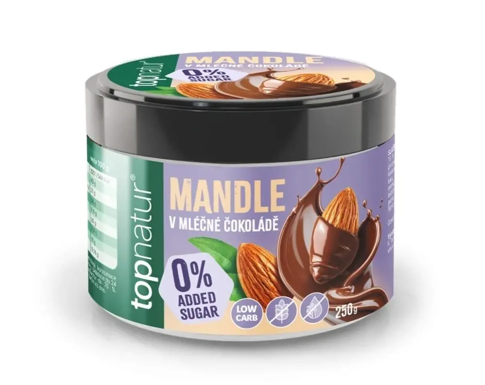 No Added Sugar Mandle v mléčné čokoládě, 250 g