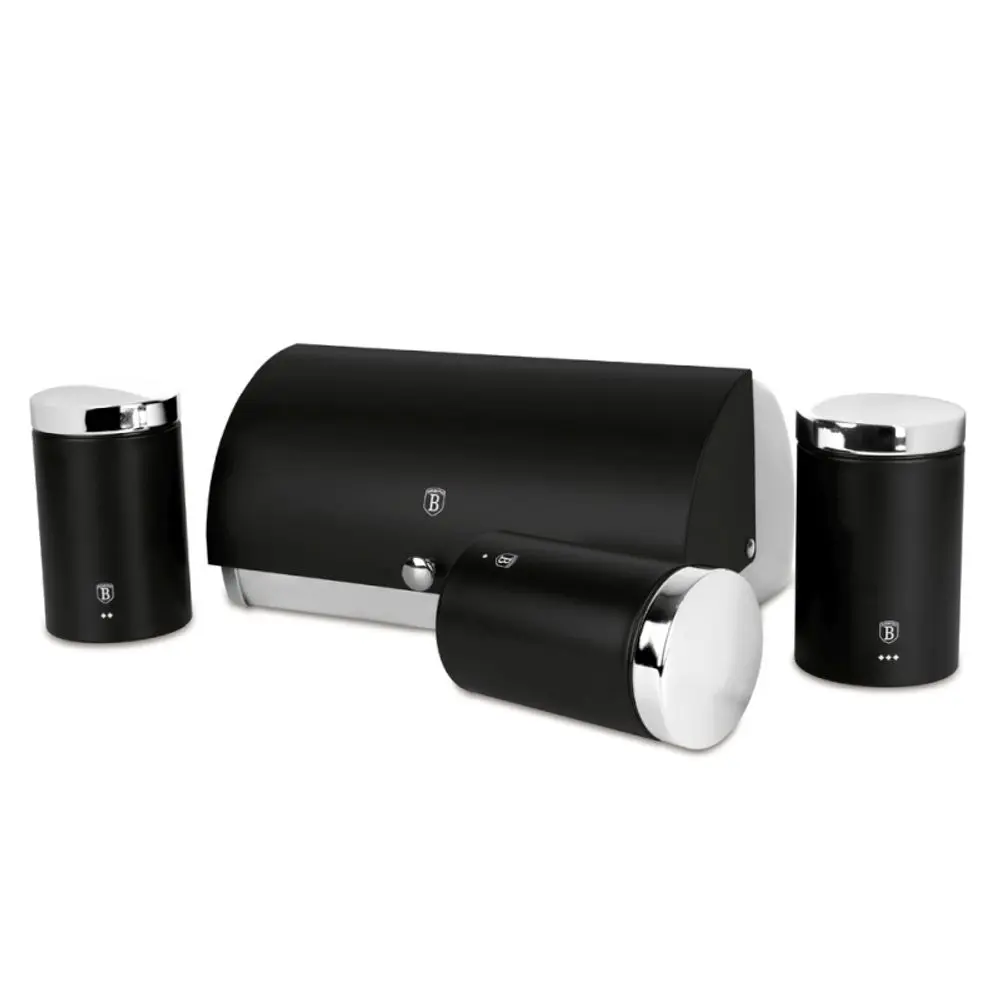 BERLINGERHAUS Chlebník a sada dóz na potraviny 4 ks Matte Black Collection BH-6733