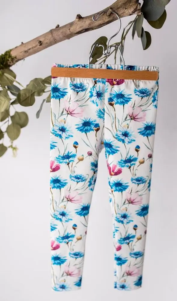 Lily Grey legíny modro bílé chrpy - 98