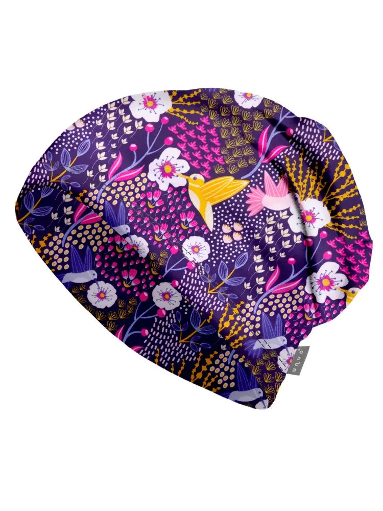 Unuo, Dětská čepice fleecová spadená, Kolibřík - S (45-48 cm) - 1-3 roky