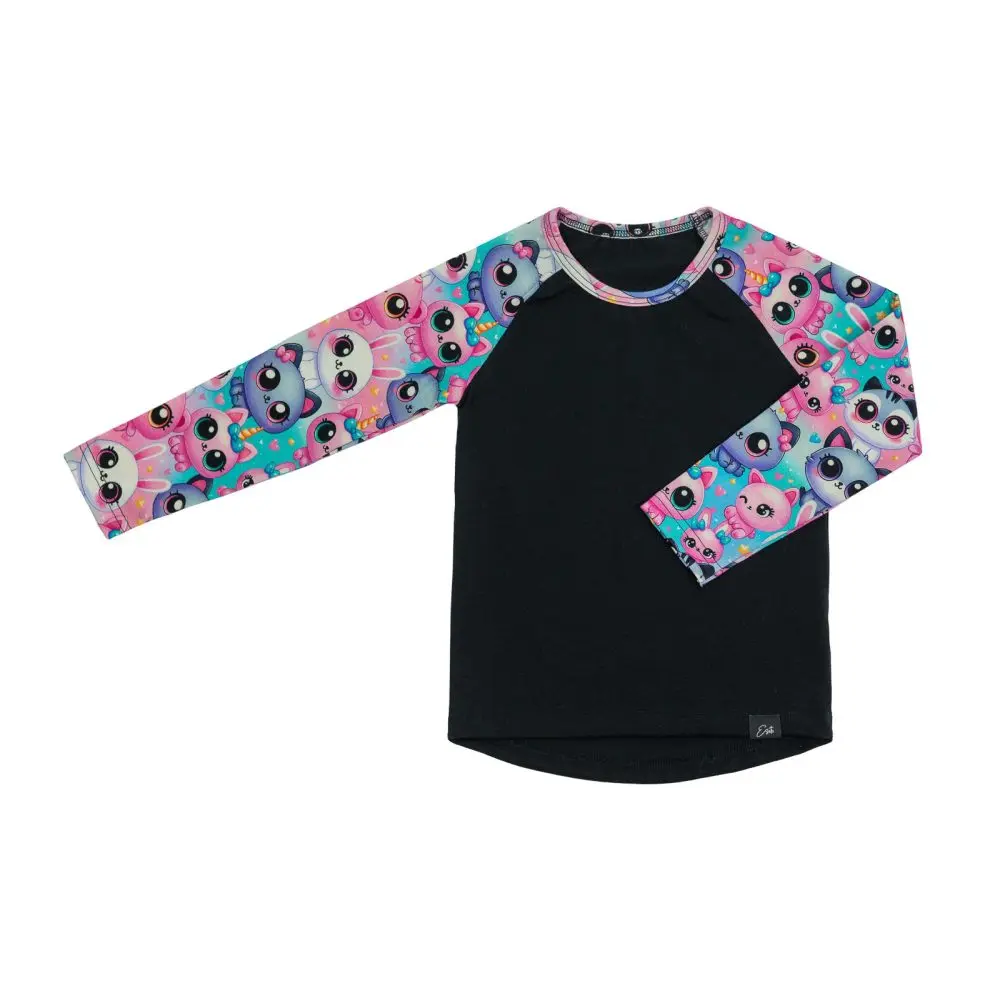 ESITO Dívčí triko s dlouhým rukávem Colored cats Black - černá / 98 -