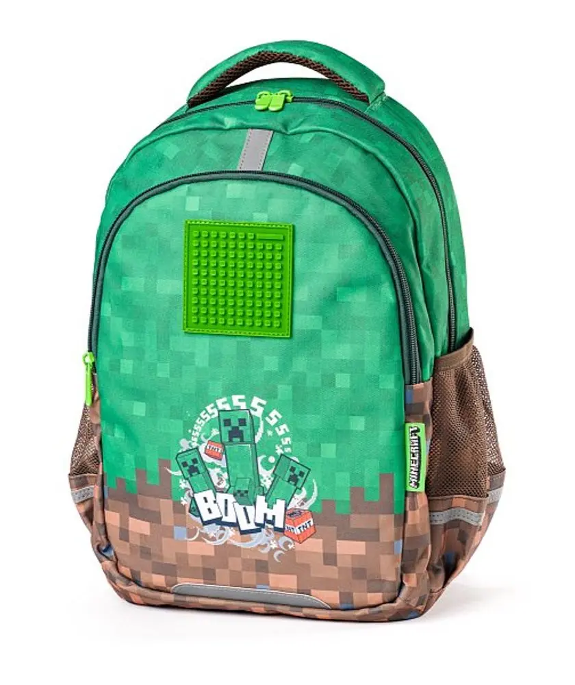 PIXIE CREW Školní batoh dvoukomorový, 2 zipy, Minecraft