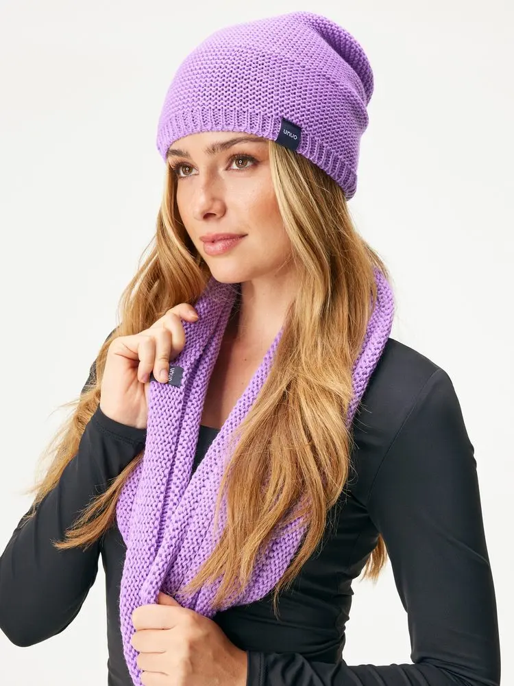 Unuo Dámská čepice pletená Warm, Lila - Dámská (56-58 cm)