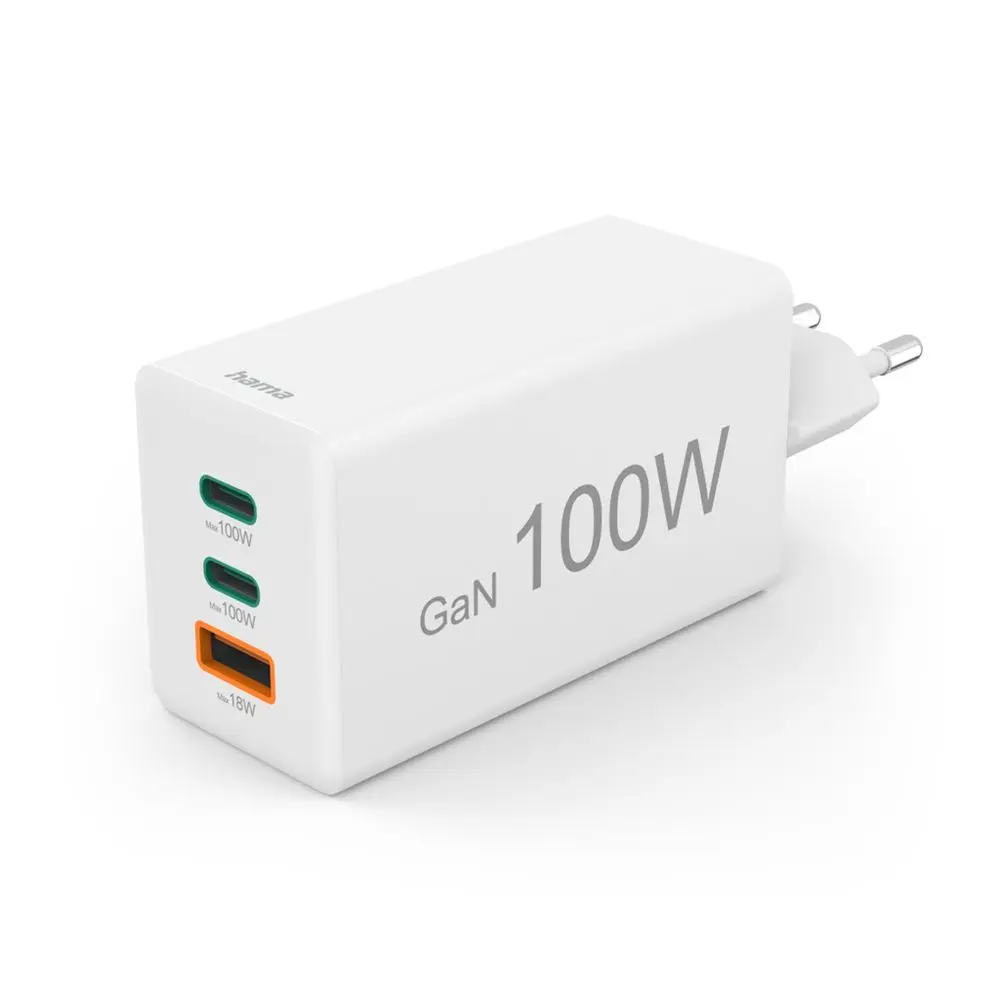 Hama rychlá USB nabíječka GaN 2x USB-C + USB-A, PD/QC, 100 W