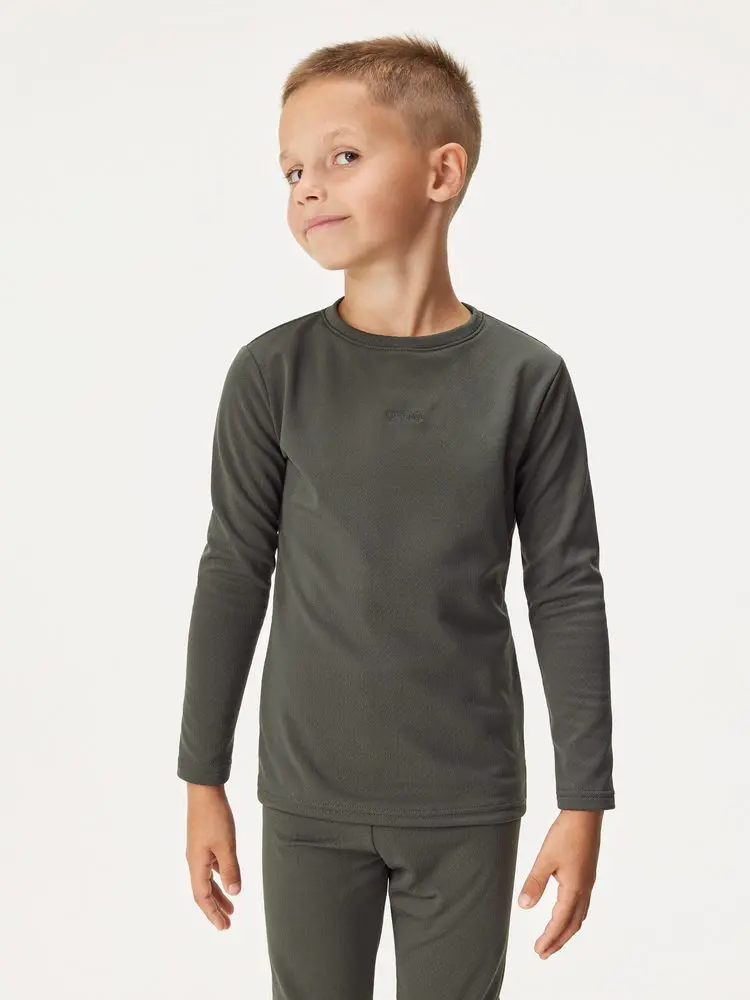 Dětské termo triko UNUO s dlouhým rukávem Comfort, Khaki Velikost
