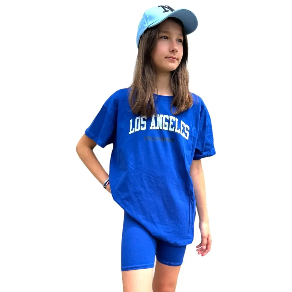 Modadeti Komplet oversize triko LOS ANGELES + kraťasy modré